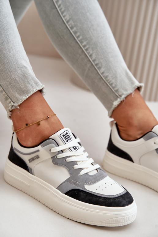 Dámska nízka Tenisky model obuvi z eko kože Big Star OO274028 biely-sivá