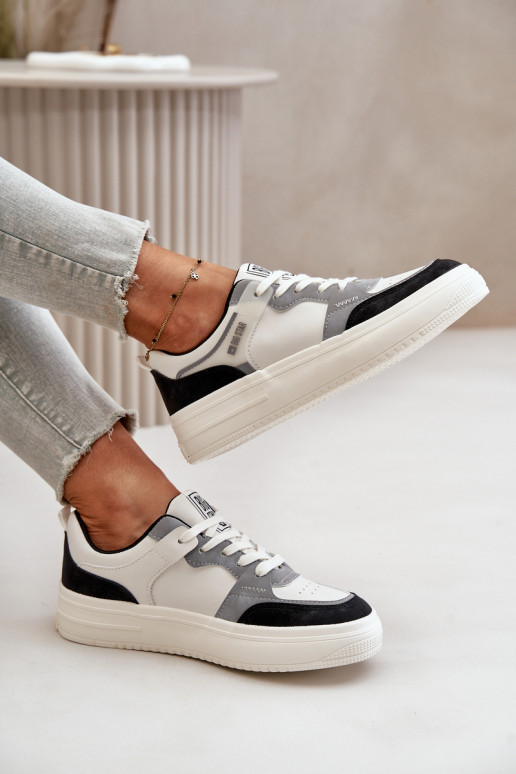 Dámska nízka Tenisky model obuvi z eko kože Big Star OO274028 biely-sivá