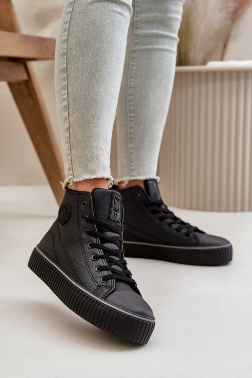 Dámske zahriať sa bežná obuv z eko kože Big Star OO274790 čierna Dámske zahriať sa bežná obuv z eko kože Big Star OO274790 čierna