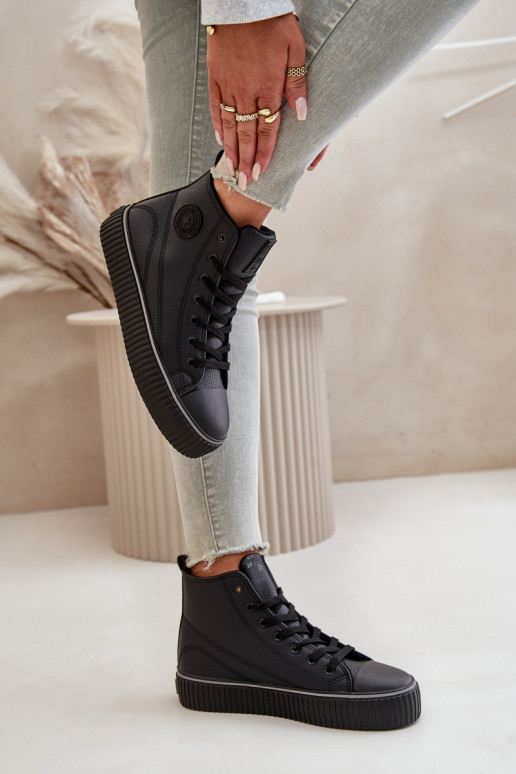 Dámske zahriať sa bežná obuv z eko kože Big Star OO274790 čierna Dámske zahriať sa bežná obuv z eko kože Big Star OO274790 čierna