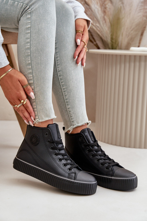 Dámske zahriať sa bežná obuv z eko kože Big Star OO274790 čierna Dámske zahriať sa bežná obuv z eko kože Big Star OO274790 čierna