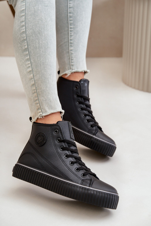 Dámske zahriať sa bežná obuv z eko kože Big Star OO274790 čierna Dámske zahriať sa bežná obuv z eko kože Big Star OO274790 čierna