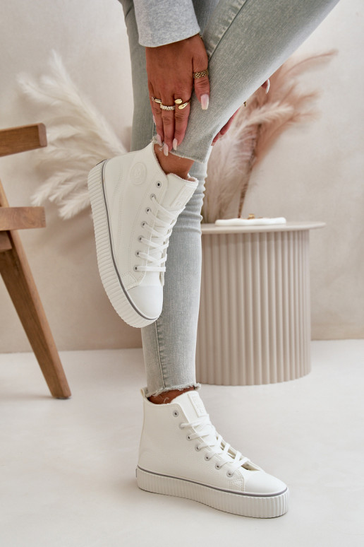 Dámske zahriať sa bežná obuv z eko kože Big Star OO274788 biela farba Dámske zahriať sa bežná obuv z eko kože Big Star OO274788 biela farba