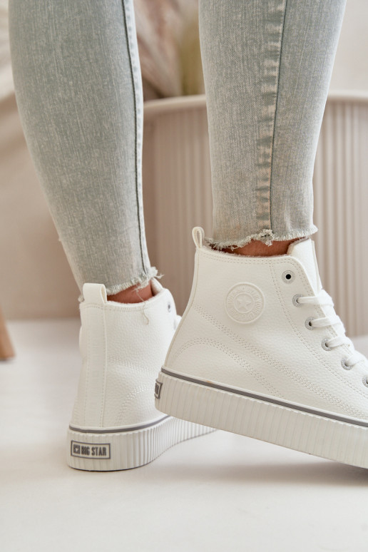Dámske zahriať sa bežná obuv z eko kože Big Star OO274788 biela farba Dámske zahriať sa bežná obuv z eko kože Big Star OO274788 biela farba
