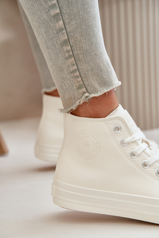 Bežná obuv zahriať sa z eko kože biela farba Big Star OO274932 Bežná obuv zahriať sa z eko kože biela farba Big Star OO274932