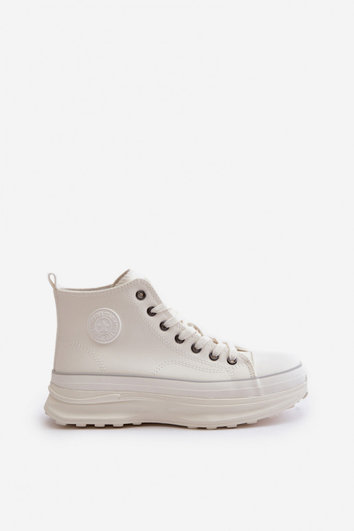 Bežná obuv s platformou Eko Kožené Big Star OO274064 biela farba