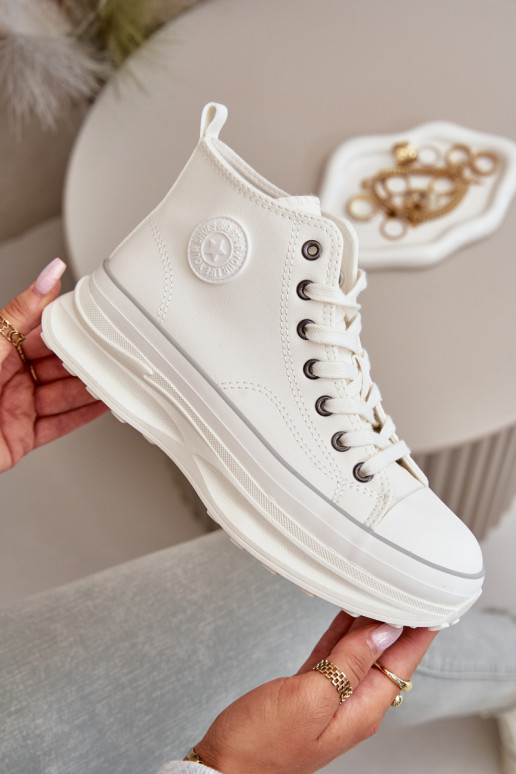 Bežná obuv s platformou Eko Kožené Big Star OO274064 biela farba