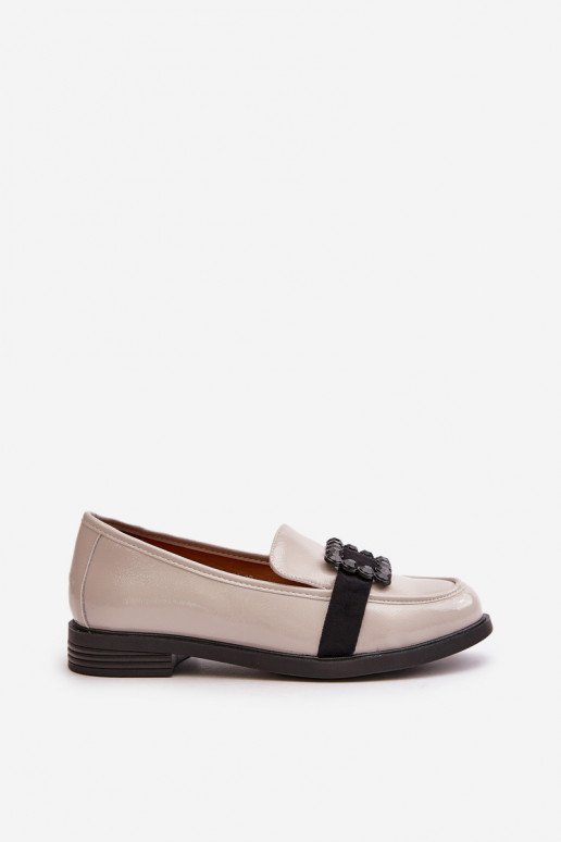 Lakované mokasíny Dámske s ozdobami sivá Vinceza 58389