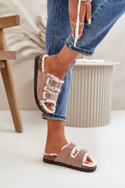 Dámske Papuče Papuče s prackami a kožušiny béžová Ezilena Dámske Papuče Papuče s prackami a kožušiny béžová Ezilena