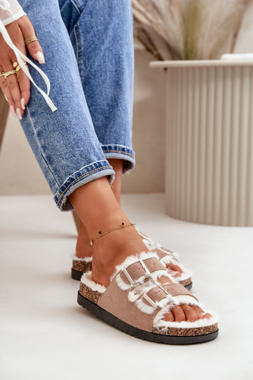 Dámske Papuče Papuče s prackami a kožušiny béžová Ezilena Dámske Papuče Papuče s prackami a kožušiny béžová Ezilena