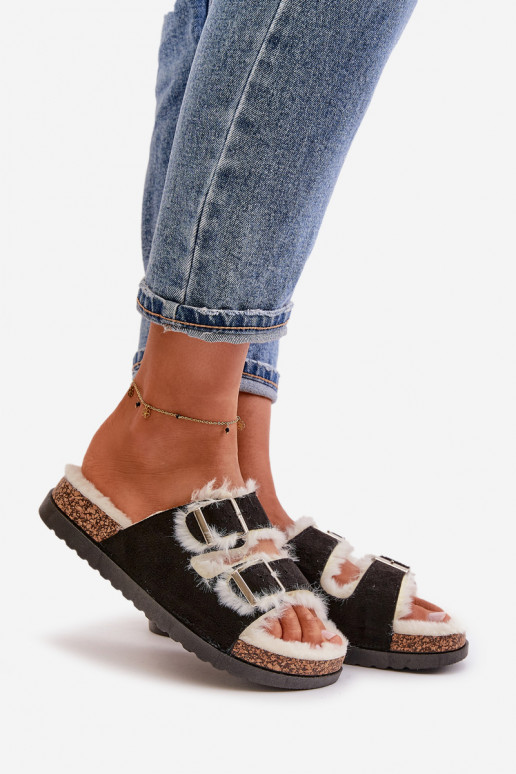 Dámske Papuče Papuče s prackami a kožušiny čierna Ezilena Dámske Papuče Papuče s prackami a kožušiny čierna Ezilena