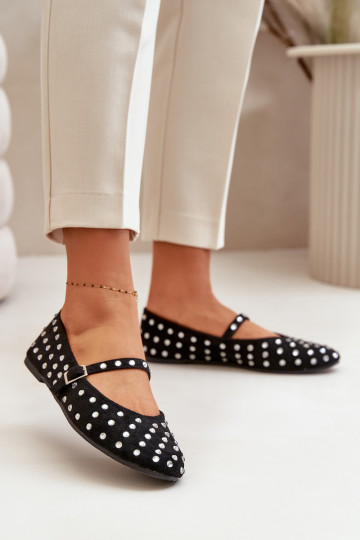 Zdobené Balerínky s popruhmi z eko semišuoIne čierna Tirilissa 2