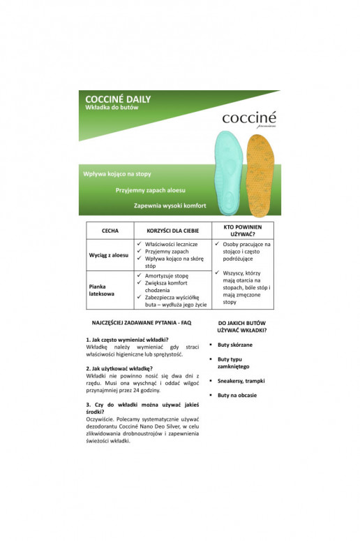 Coccine vložky do topánok ALOE VERA Coccine vložky do topánok ALOE VERA