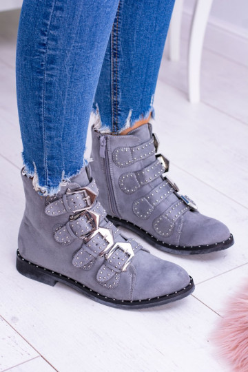 Lu Boo Grey Virginia Rock Star Studded Topánky Zamsz