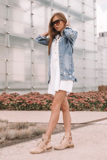 Dievčenské semišové čižmy Lu Boo Beige Rock 2