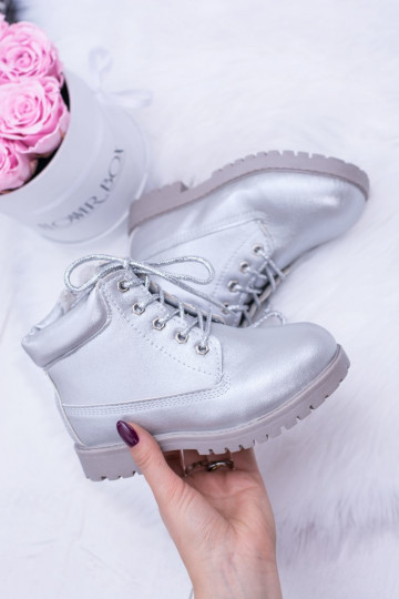 Detské vyteplené strieborné čižmy Dexter 2