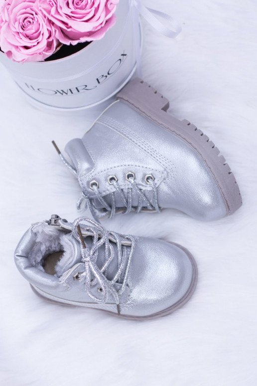 Detské vyteplené strieborné čižmy Dexter Detské vyteplené strieborné čižmy Dexter