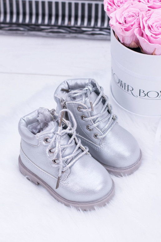 Detské vyteplené strieborné čižmy Dexter Detské vyteplené strieborné čižmy Dexter