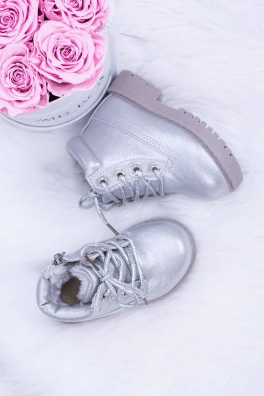 Detské vyteplené strieborné čižmy Dexter Detské vyteplené strieborné čižmy Dexter