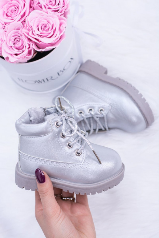 Detské vyteplené strieborné čižmy Dexter Detské vyteplené strieborné čižmy Dexter