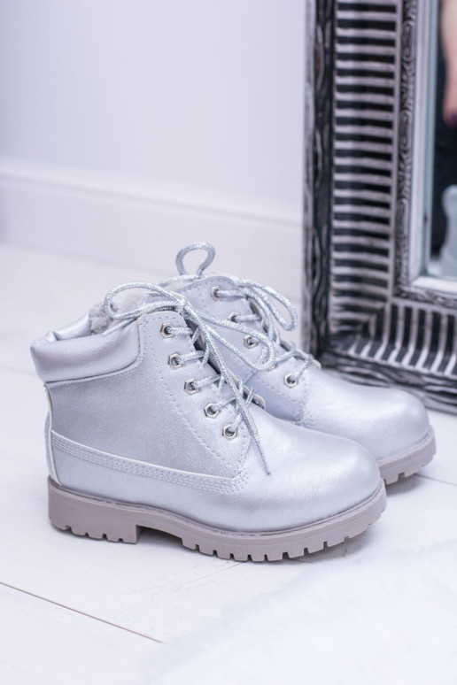 Detské vyteplené strieborné čižmy Dexter Detské vyteplené strieborné čižmy Dexter