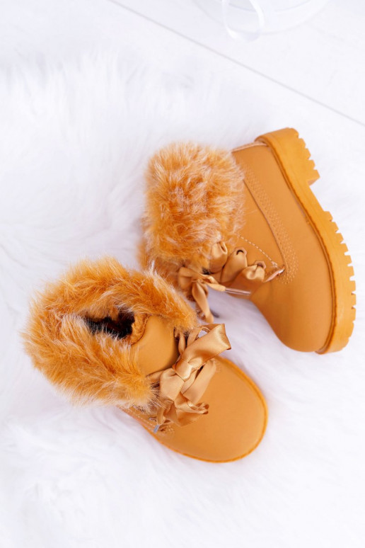 Detské čižmy hnedé čižmy s kožušinkou Tesoro Detské čižmy hnedé čižmy s kožušinkou Tesoro