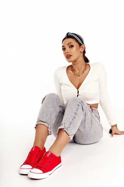 Klasický model plochých topánok Big Star DD274339 červenej farby Klasický model plochých topánok Big Star DD274339 červenej farby