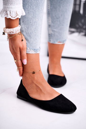 Balerínky vyrobené zo semišu čiernej farby Lasota