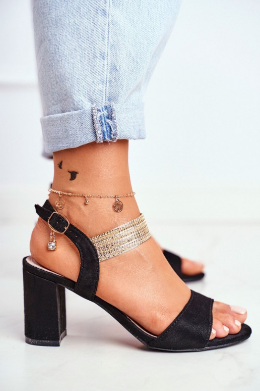 Dámske semišové sandále na vysokom opätku čiernej farby Enjoy Dámske semišové sandále na vysokom opätku čiernej farby Enjoy