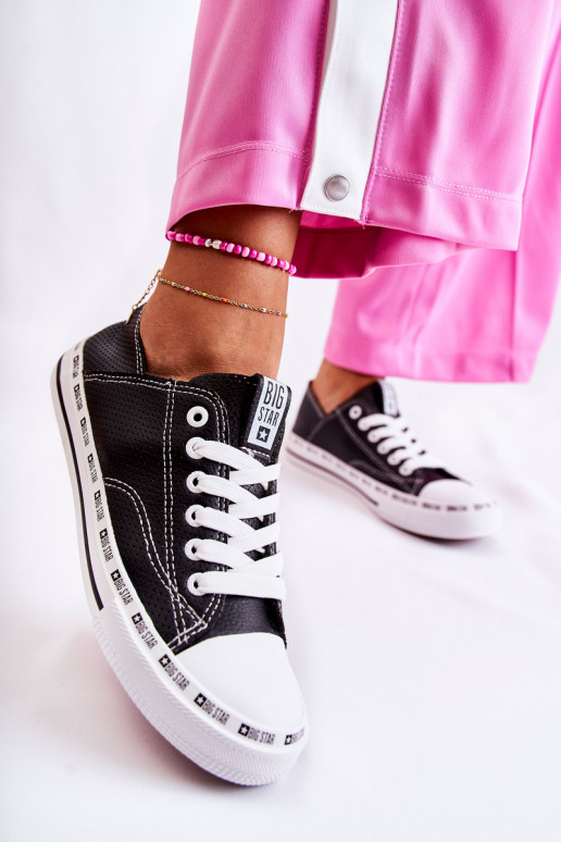 Dámske topánky Big Star s prelamovanými prvkami v čiernej farbe FF274023 Dámske topánky Big Star s prelamovanými prvkami v čiernej farbe FF274023