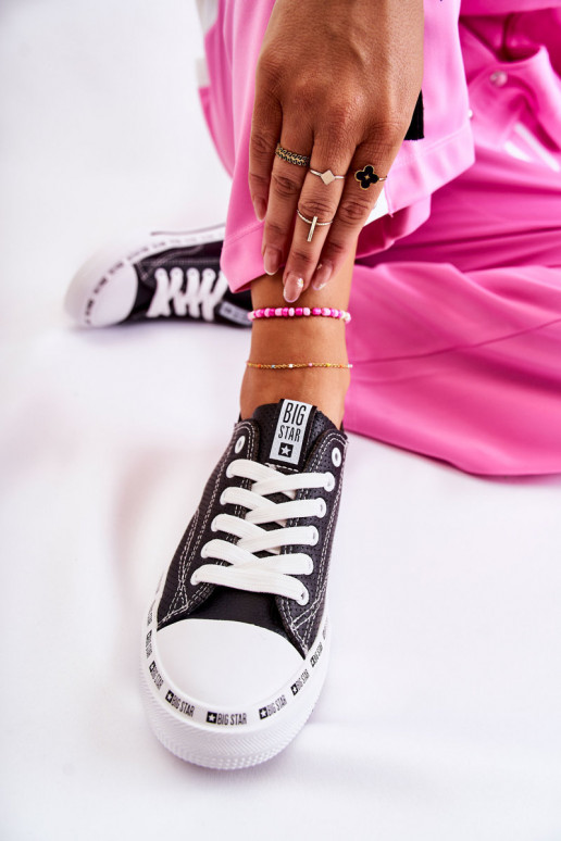 Dámske topánky Big Star s prelamovanými prvkami v čiernej farbe FF274023 Dámske topánky Big Star s prelamovanými prvkami v čiernej farbe FF274023