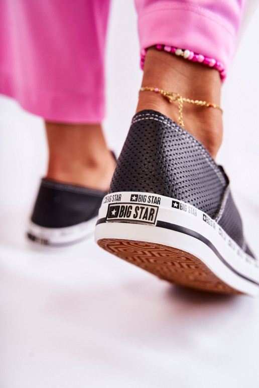 Dámske topánky Big Star s prelamovanými prvkami v čiernej farbe FF274023 Dámske topánky Big Star s prelamovanými prvkami v čiernej farbe FF274023