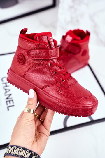Detské zateplené topánky športového štýlu Big Star GG374042 červenej farby