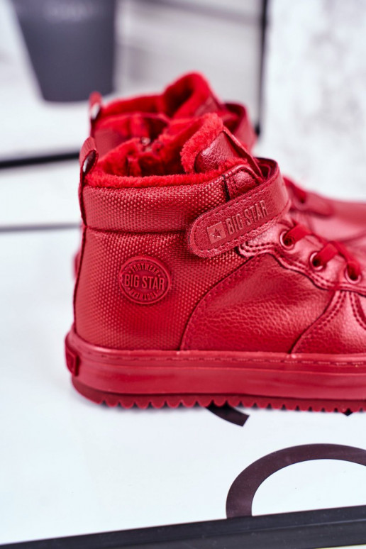 Detské zateplené topánky športového štýlu Big Star GG374042 červenej farby
