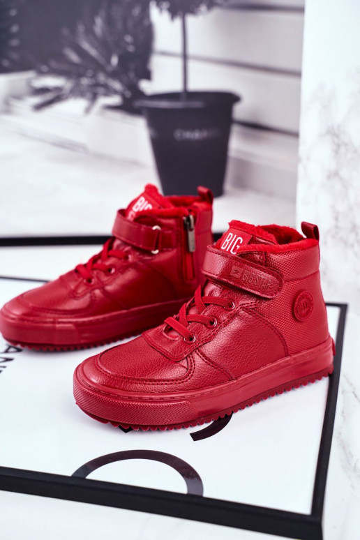 Detské zateplené topánky športového štýlu Big Star GG374042 červenej farby