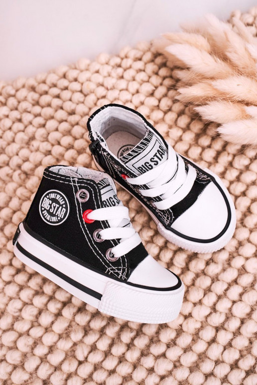 Detská voľnočasová obuv na podrážke so zipsom BIG STAR HH374188 čiernej farby Detská voľnočasová obuv na podrážke so zipsom BIG STAR HH374188 čiernej farby