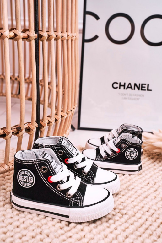 Detská voľnočasová obuv na podrážke so zipsom BIG STAR HH374188 čiernej farby Detská voľnočasová obuv na podrážke so zipsom BIG STAR HH374188 čiernej farby