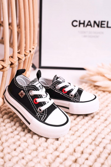 Detský klasický model tenisiek s plochou podrážkou BIG STAR HH374194 čiernej farby 2