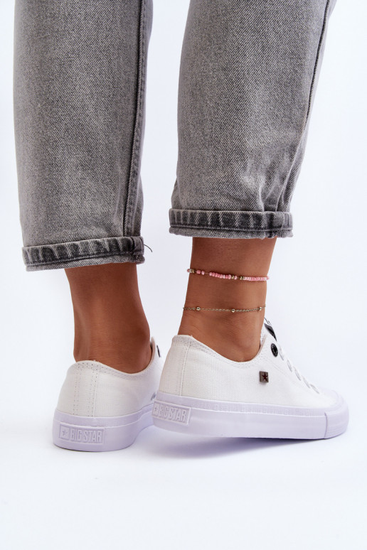 Klasický model tenisiek s plochou podrážkou BIG STAR AA274010 bielej farby