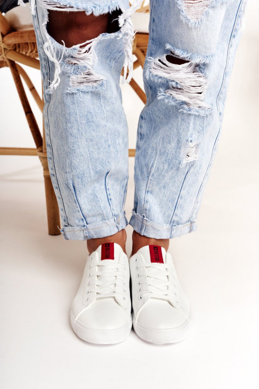 Tenisky z prírodnej kože s ozdobnými pruhmi BIG STAR DD274685 bielej farby