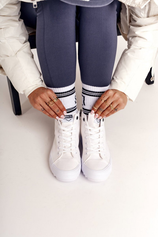 voľnočasová obuv s podrážkou so širokou podrážkou BIG STAR FF274241 bielej farby