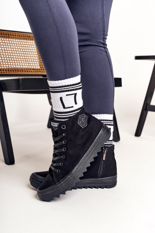 voľnočasová obuv s podrážkou so širokou podrážkou BIG STAR FF274244 čiernej farby voľnočasová obuv s podrážkou so širokou podrážkou BIG STAR FF274244 čiernej farby