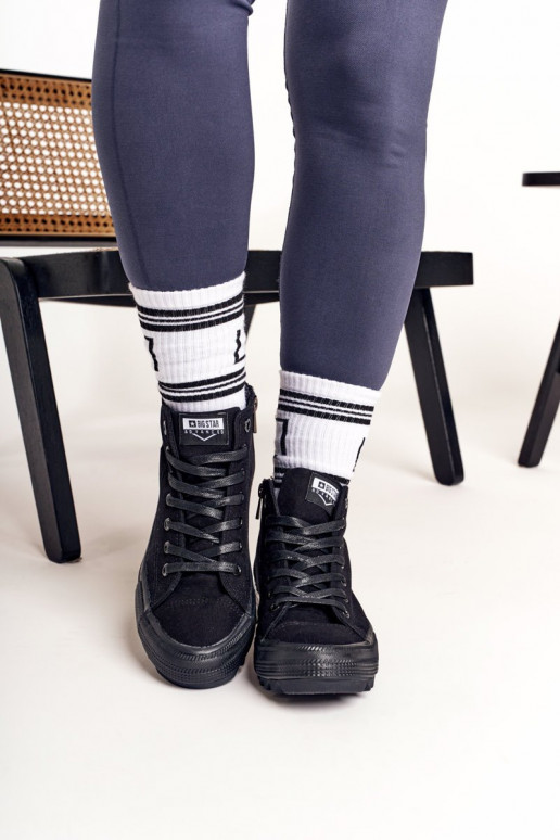 voľnočasová obuv s podrážkou so širokou podrážkou BIG STAR FF274244 čiernej farby voľnočasová obuv s podrážkou so širokou podrážkou BIG STAR FF274244 čiernej farby