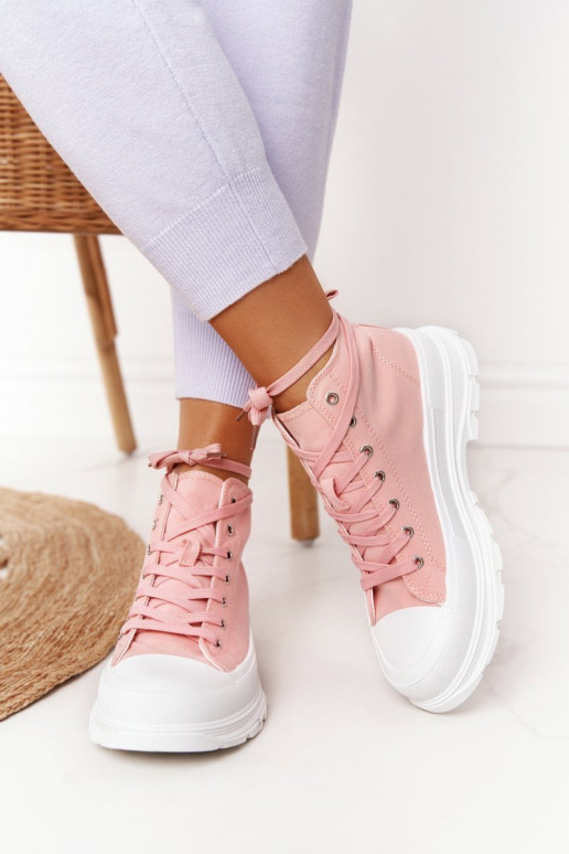 ružové topánky na voľný čas Trissy so širokou podrážkou