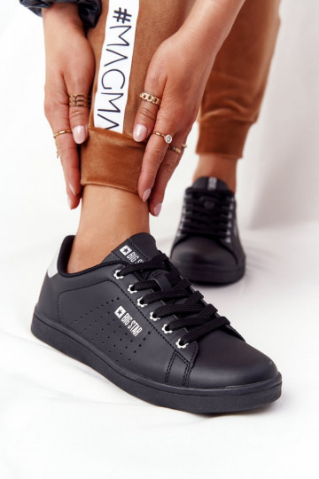 Tenisky z prírodnej kože BIG STAR DD274586 Čierno-strieborné