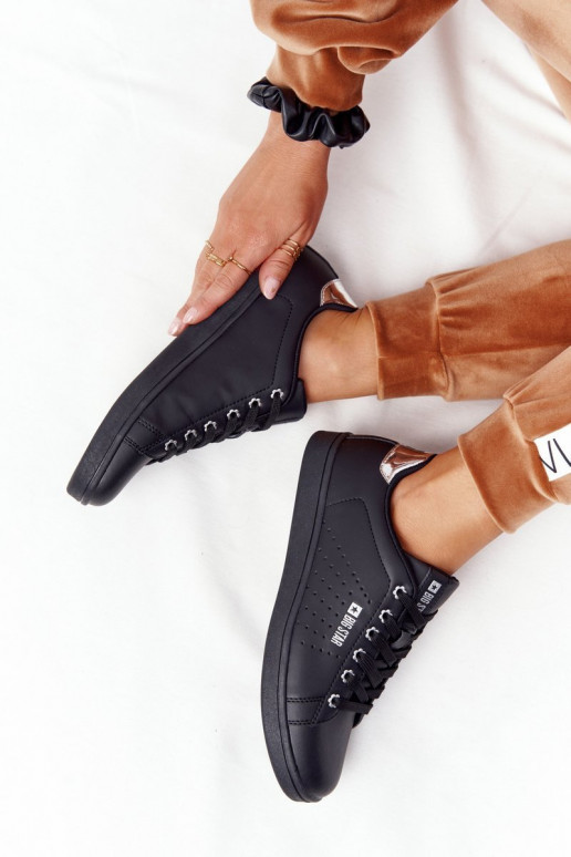 Tenisky z prírodnej kože BIG STAR DD274586 Čierno-strieborné