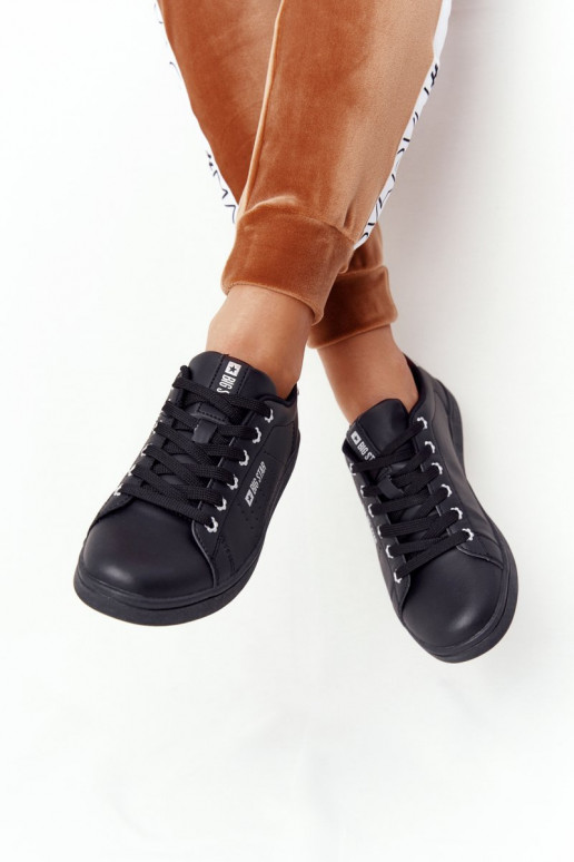 Tenisky z prírodnej kože BIG STAR DD274586 Čierno-strieborné