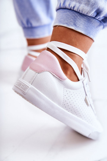 Tenisky z prírodnej kože BIG STAR HH274073 Bielo-ružová farba 2