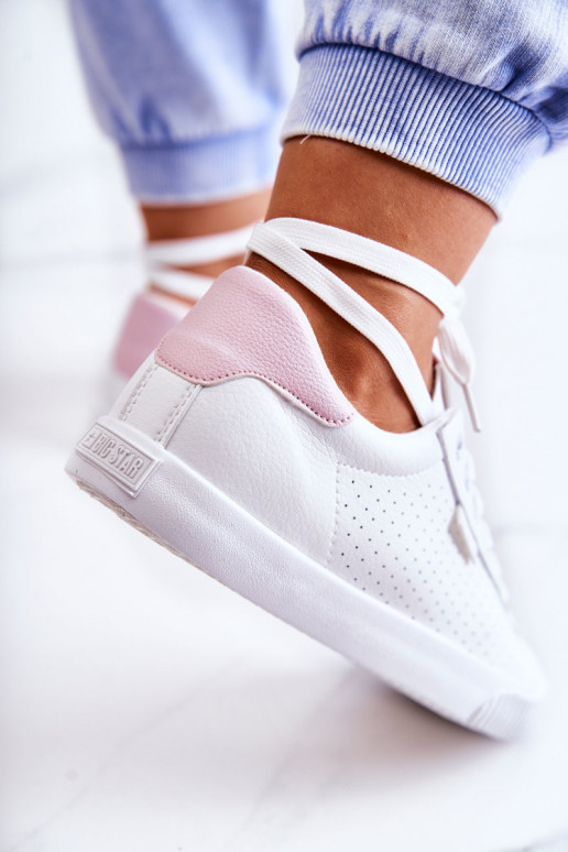 Tenisky z prírodnej kože BIG STAR HH274073 Bielo-ružová farba Tenisky z prírodnej kože BIG STAR HH274073 Bielo-ružová farba