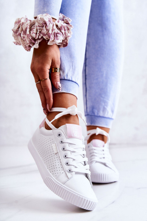 Tenisky z prírodnej kože BIG STAR HH274073 Bielo-ružová farba Tenisky z prírodnej kože BIG STAR HH274073 Bielo-ružová farba